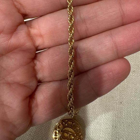 Authentic Christian Dior Circle “CD” Gold Plated Rope Necklace - Picture 5 of 6